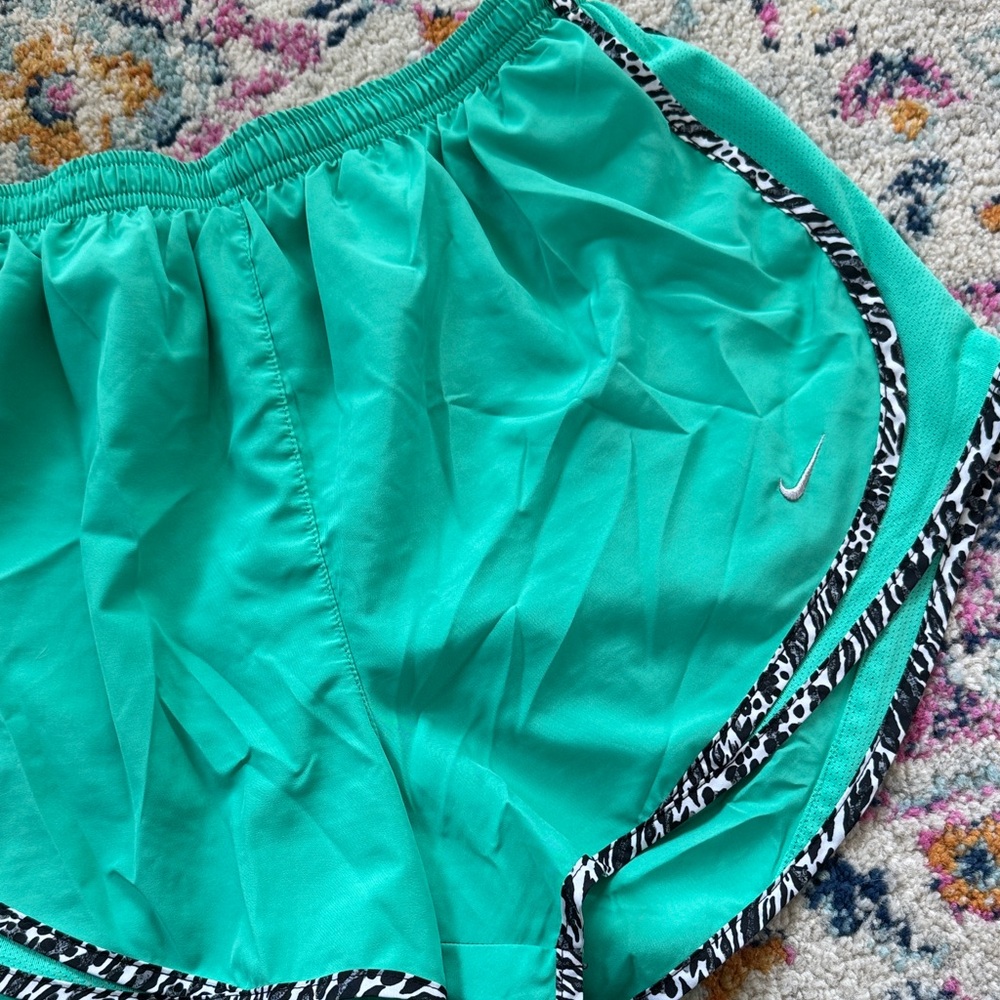 Nike Teal Athletic Shorts with Black & White Zebra Trim - Picture 2 of 7
